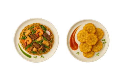 Combo 10: Chow Mein Mixto + Tostones o Papás Fritas