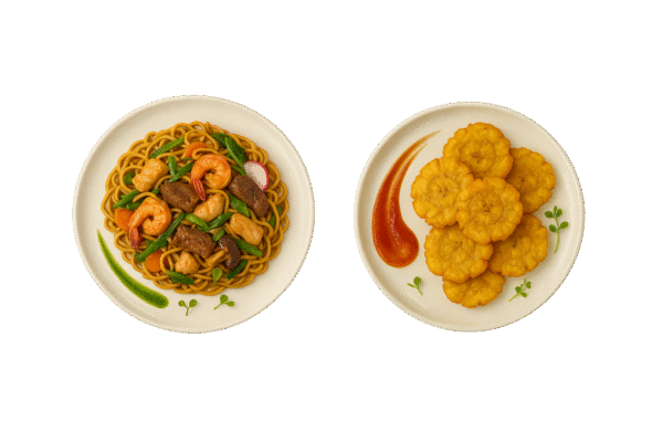 Combo 10: Chow Mein Mixto + Tostones o Papás Fritas